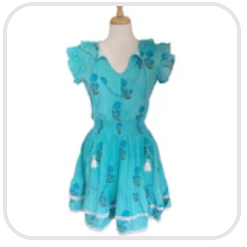 Madison Mathews Ashley Mini Dress Turquoise